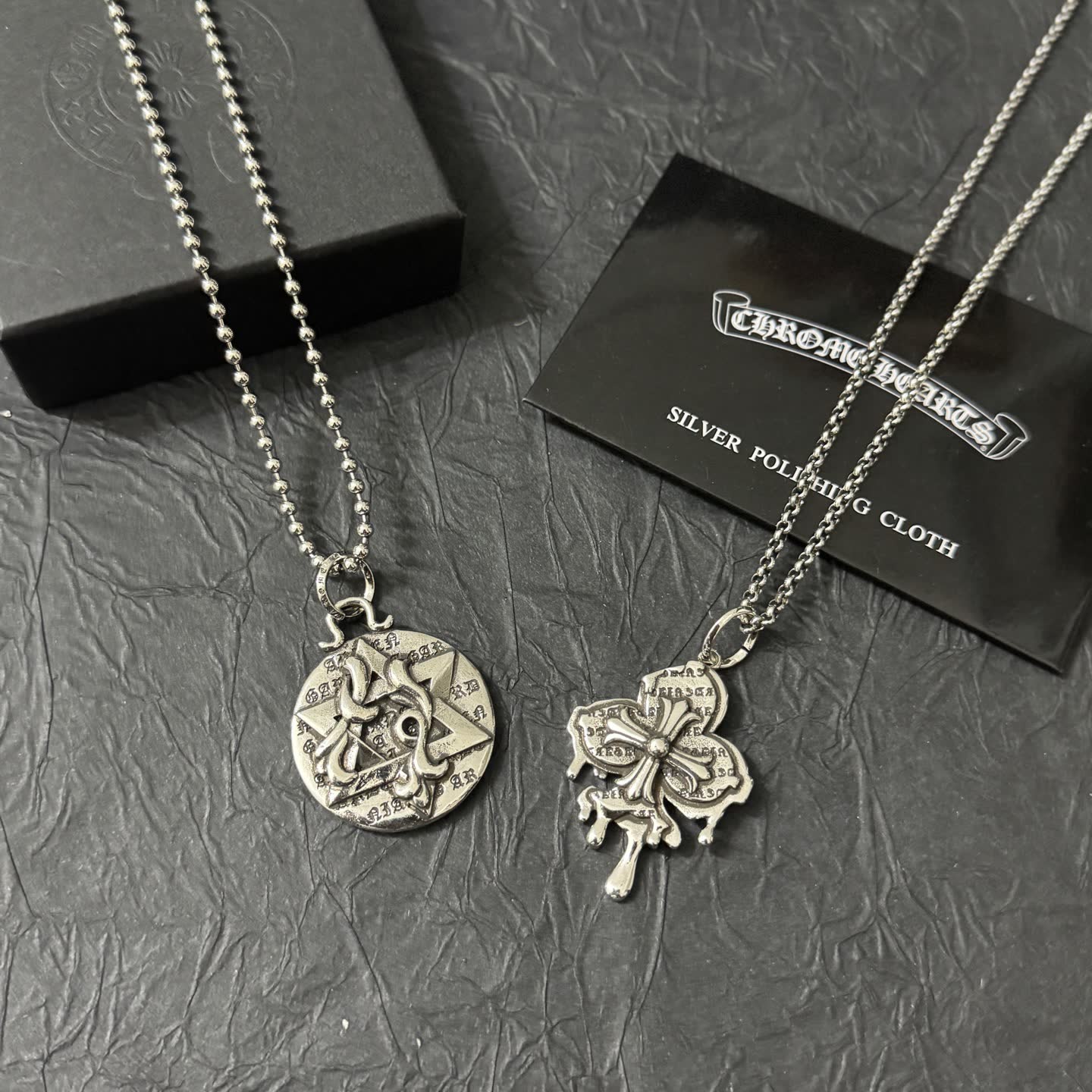 Chrome Hearts Silver Necklace with Symbolic Design